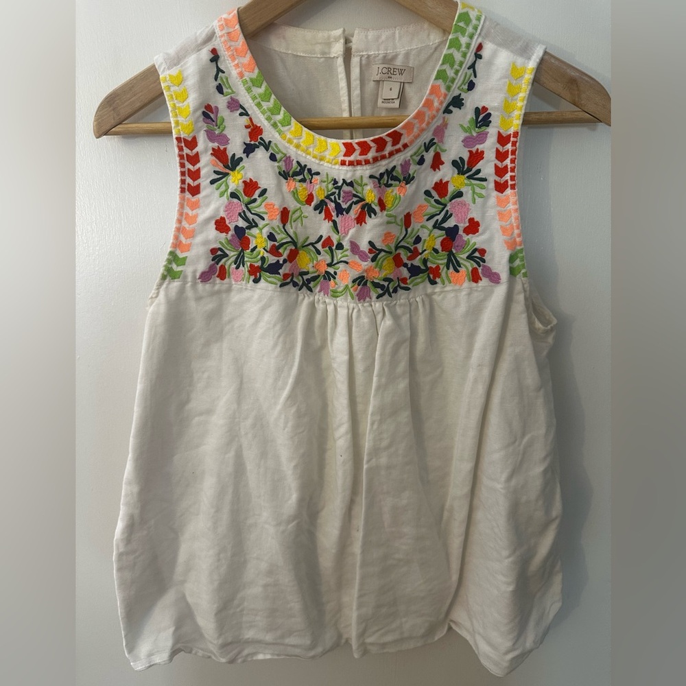 J. Crew Embroidered Floral Top